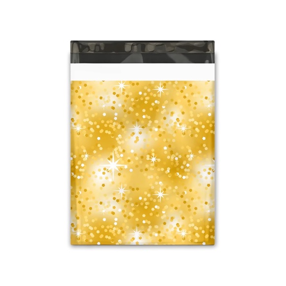 ( Quantity 25 10x13 ) Gold Glitter Poly Mailer Bags Shipping Envelopes - Picture 3 of 3